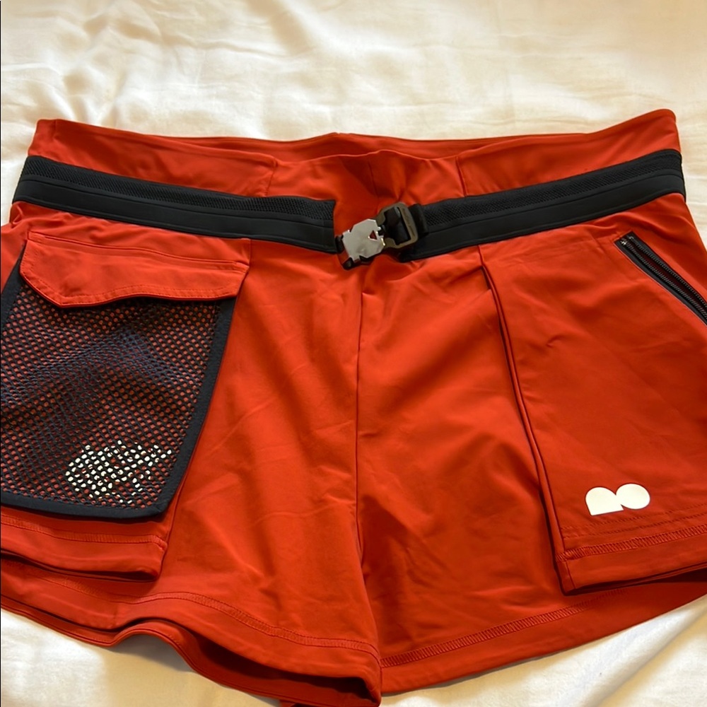 Nike Red Athletic Shorts with Black Accents
